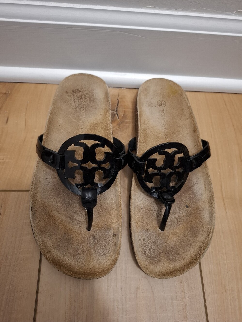 Tory Burch Sandals Women's 9 Miller Cloud Perfect Black Natural Designer Suede